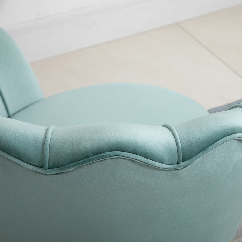 Upholstered Barrel Chair, Green Polyester
