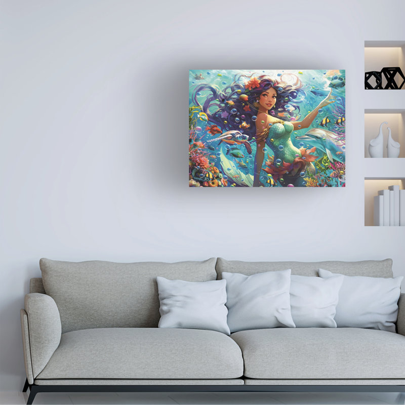 Art sur toile, Michael David Ward Mermaid 3, H 14 po x l 19 po