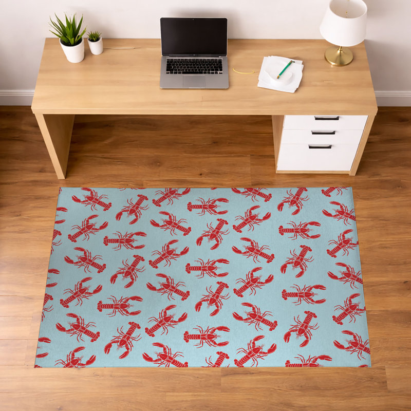 Tapis de bureau léger antidérapant Lobster, Bleu, L 84 po x P 60 po