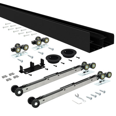 Bypass Sliding Door Hardware with soft close and finger pulls, Track Length