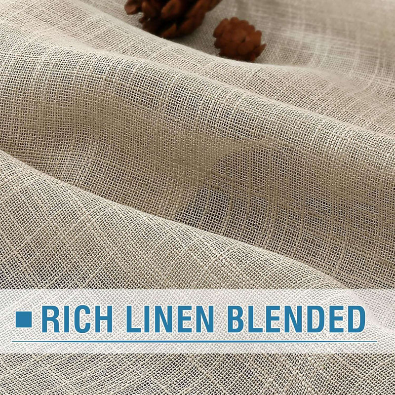 Linen Curtains Natural Linen Blended Curtains for Living Room Burlap Linen Textured Curtains Light Filtering Nickel Grommet Curtains Bedroom Curtains 2 Panel Sets Privacy Added
