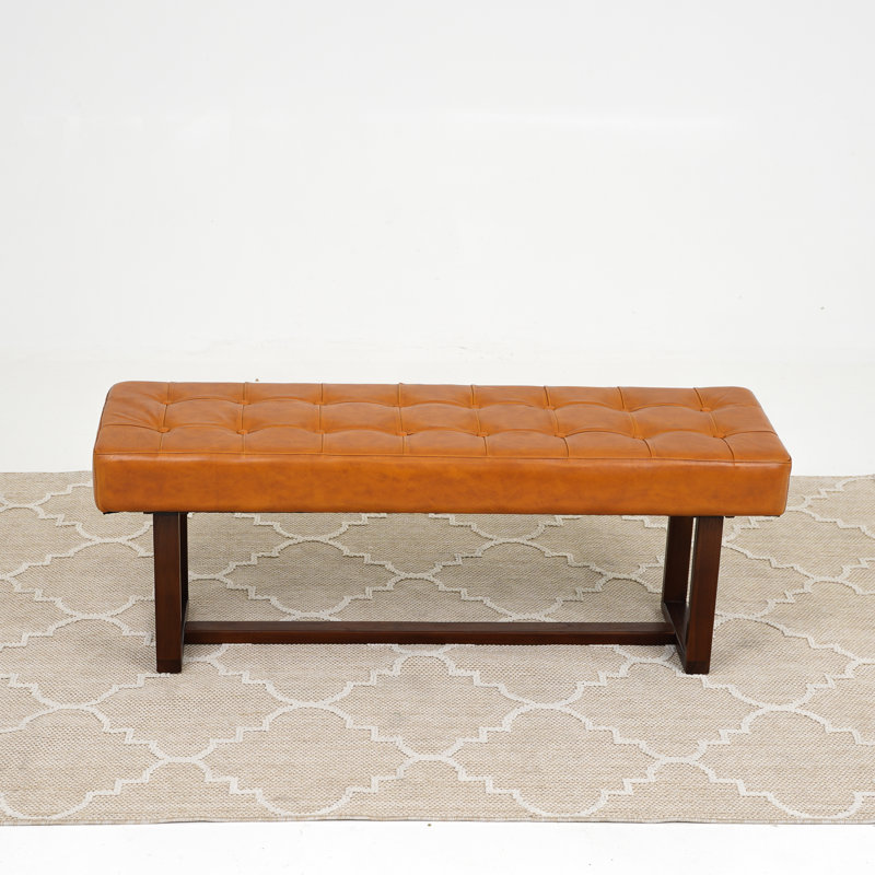Genuine Leather Upholstered Bench