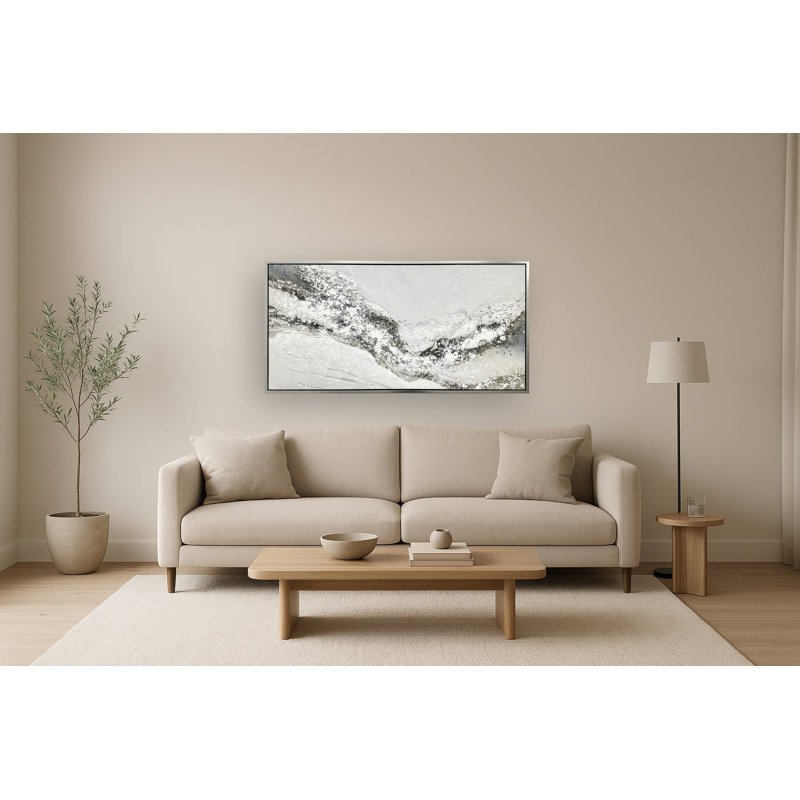 Snowy Drift Framed Canvas Wall Art - 60" x 30" - Silver Frame