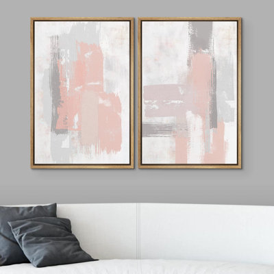 «Peach Grey Grey Paint Stroke Collage Abstract Wall Images Graffiti & Street Art Modern», 2 pièces