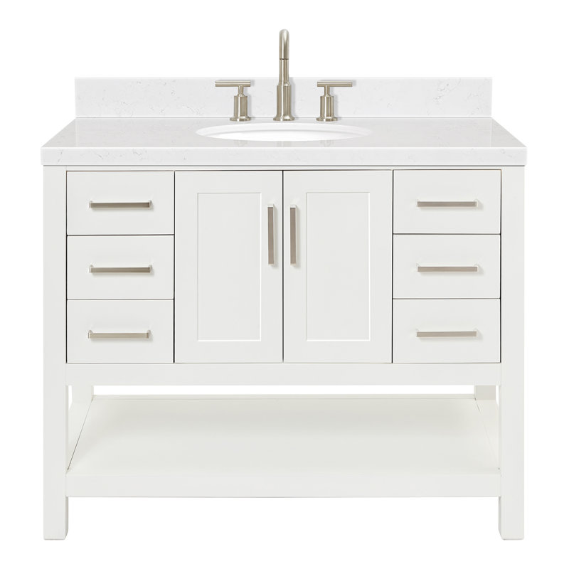 ARIEL Magnolia 42 Single Bathroom Vanity with Top, White, Rectangular