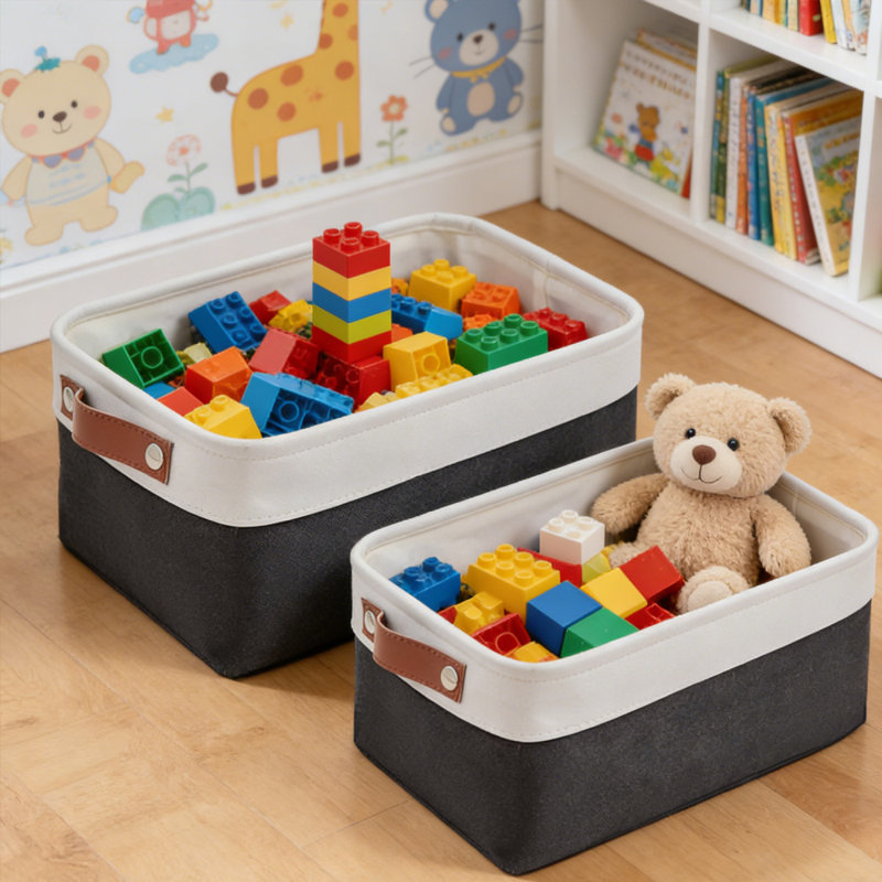 2 paniers de rangement pour tablettes - bacs de rangement en tissu, organisateurs de placard à linge et rangement, Noir