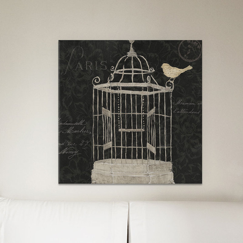 «Via Paris», impression sur toile tendue, H 18 po x l 18 po x P 1,5 po, Toile avec cadre noir, Pas de tapis