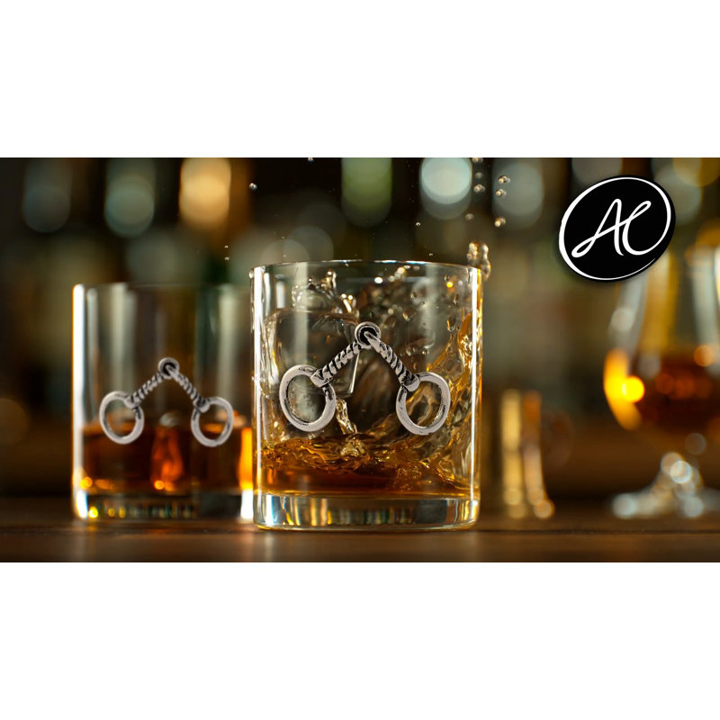 Equestrian Bit Design Lead-Free Whiskey Glass Set of 4