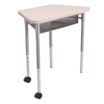 Trapezoid Adjustable Height Collaborative School Desk with Perforated Book Box