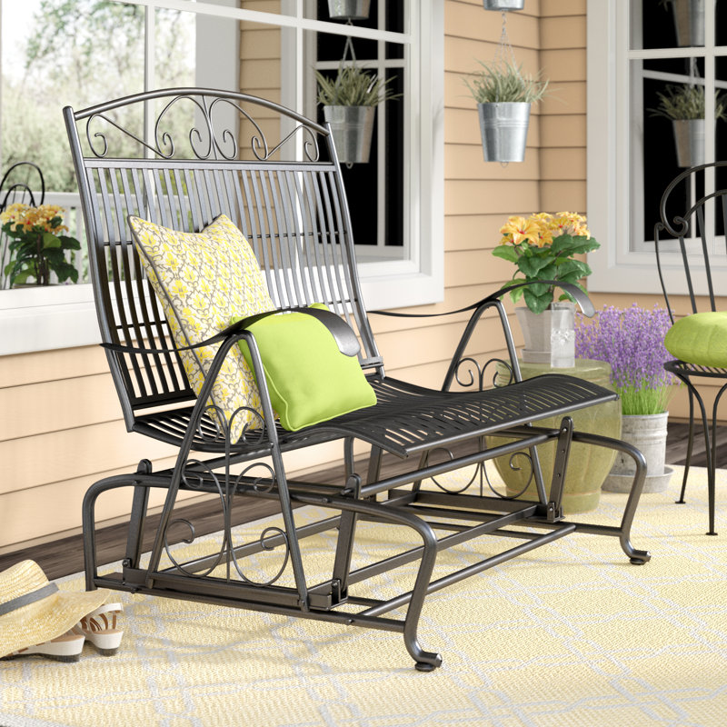 Nocona Wicker Outdoor Glider, Black Antique Powder