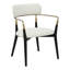 Chaise en bois noir et tissu crème avec accent doré - ensemble de 2