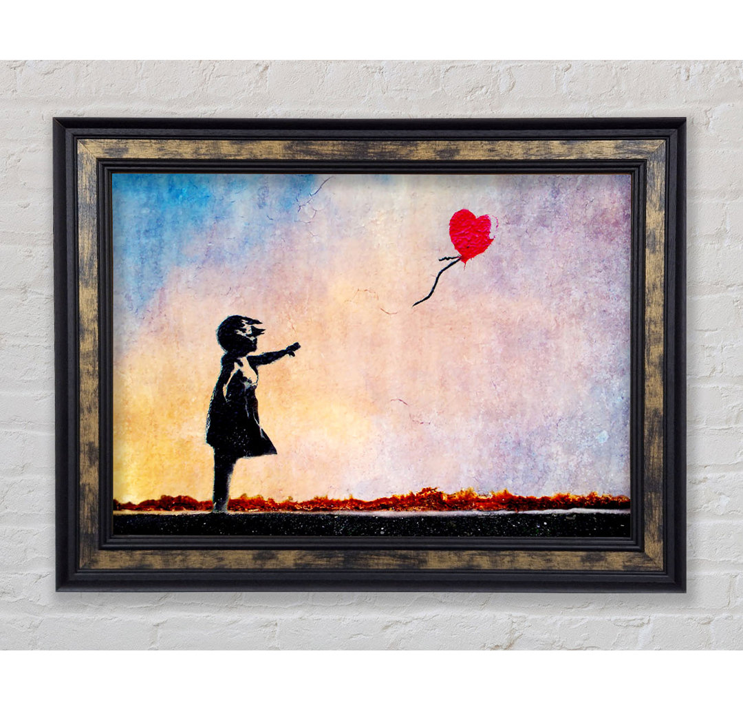 Love Heart Balloon Sunset - Einzelbildrahmen Kunstdrucke