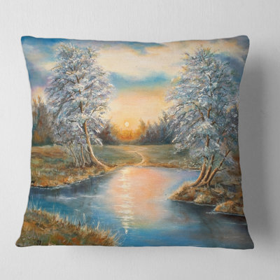 Birches In The Autumn Woods - Lake House Printed Pillow