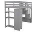 Lit mezzanine multifonctionnel en bois avec rangement intégré et bureau d'étude-350299846