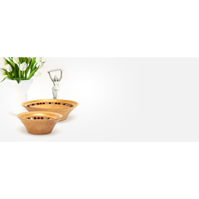 Ambrine 3 Piece Serving Bowl Set, Brown/Amber Gold, 1, 12.01"