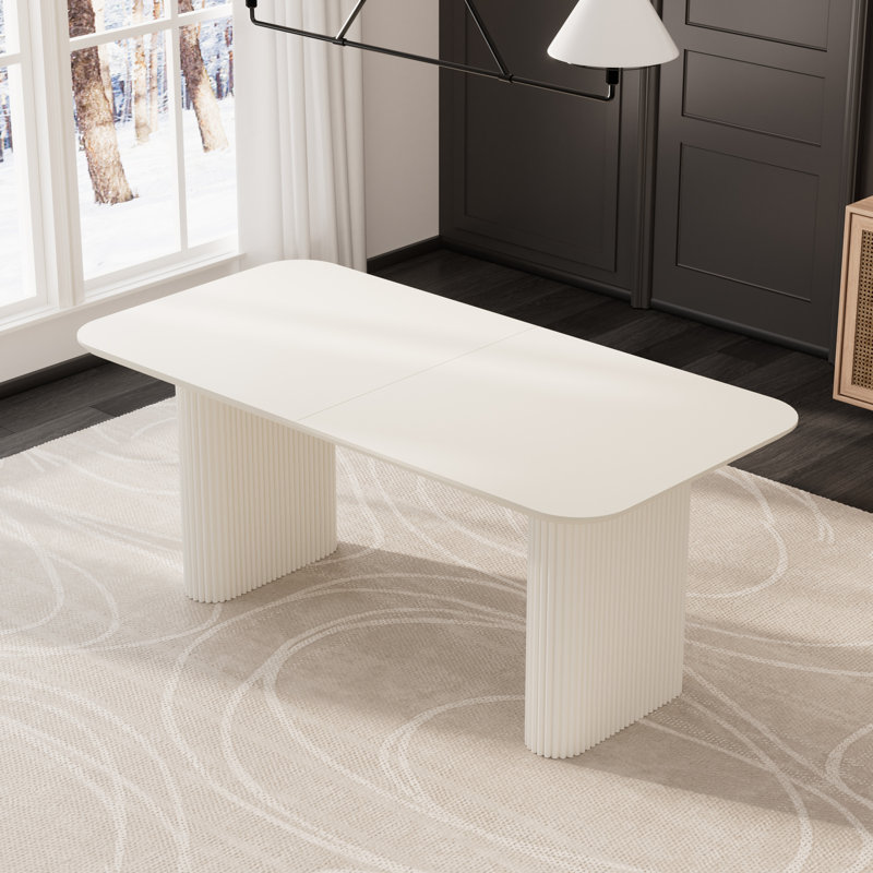 Table de salle à manger 70 po, Blanc, Blanc