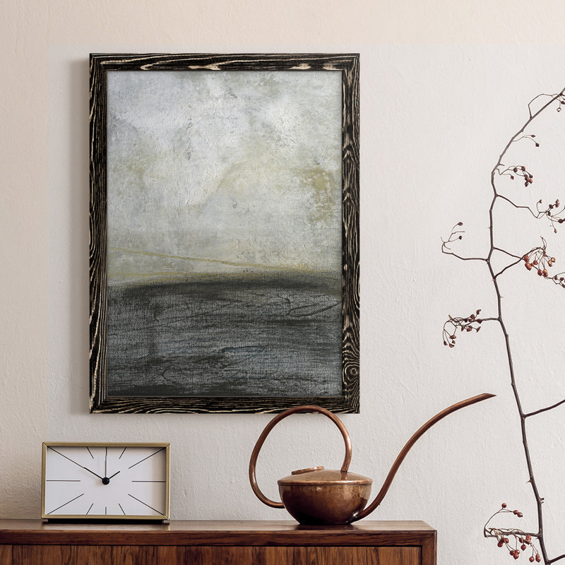 «Misty Landscape II», toile encadrée de qualité supérieure - prête à être accrochée, Cadre noir, H 31 po x l 44 po x P 1 po