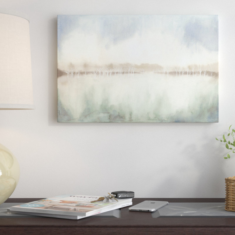 «Mid Morning Mist I» par Grace Popp - impression sur toile tendue, Papier d'art encadré noir, Blanc
