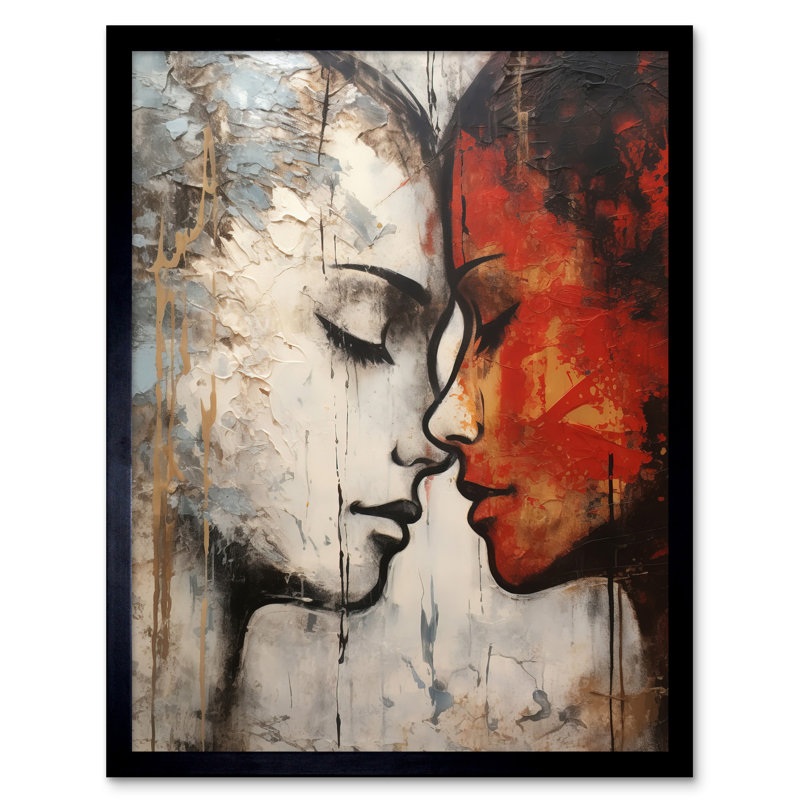 Affection Painting Red Bold Blue Gay Lovers Women Love 1 Piece Single Picture Frame Wall Art