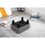 Tabouret gris avec housse en lin et pieds robustes en plastique pour le repos de style salon, petit