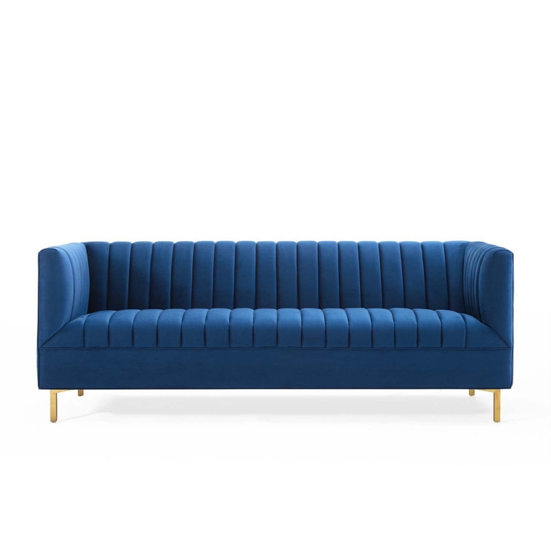 Canapé Shift Channel, Velours bleu marine