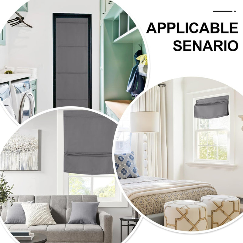Magnetic Blackout Door Blinds, No Drill Roll Up French Door Curtain for Window, Thermal Insulated Light Blocking Shades for Sidelight Glass Window, 1 Panel