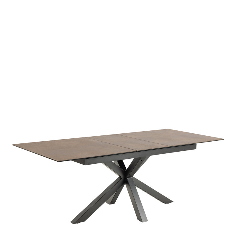Harrisonburg Extendable Metal Base Dining Table, 76cm H x 90cm W x 210cm L, Brown