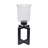 Cole Small Candle Holder, Black Iron Open X Frame, Clear Glass 19 Inch