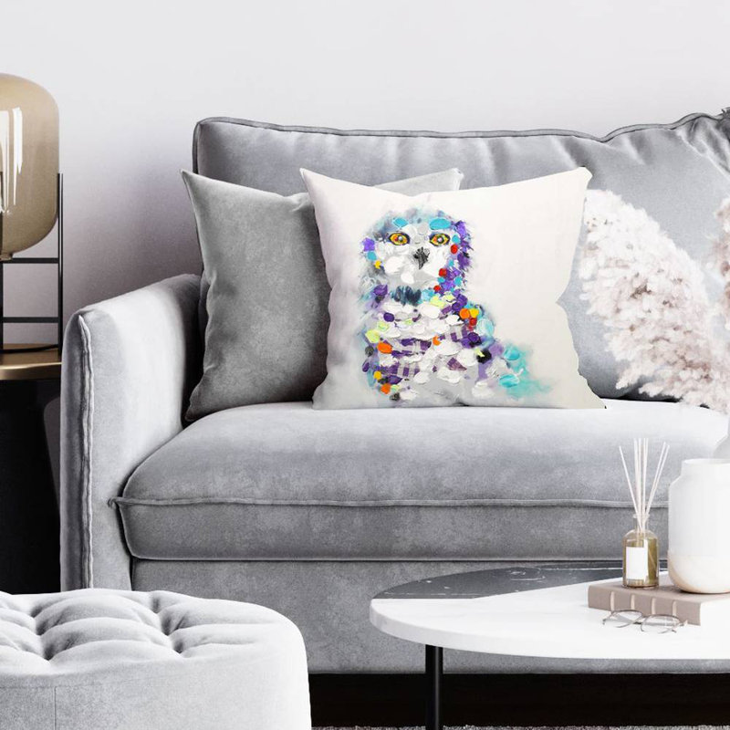 Abstract owl - 16"x16" Throw pillow - Poly twill - Print on demand