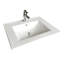 Lavabo de salle de bain encastré carré en porcelaine vitreuse et trop-plein
