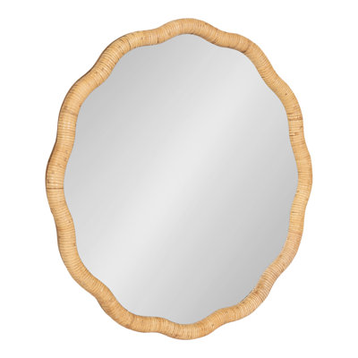 Scalloped Round Rattan Bathroom Mirror