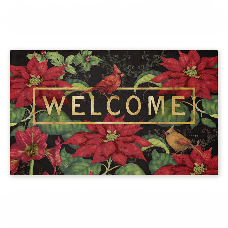 Paillasson Seasonal Poinsettia Welcome, par Tim Coffey, 18 po x 30 po