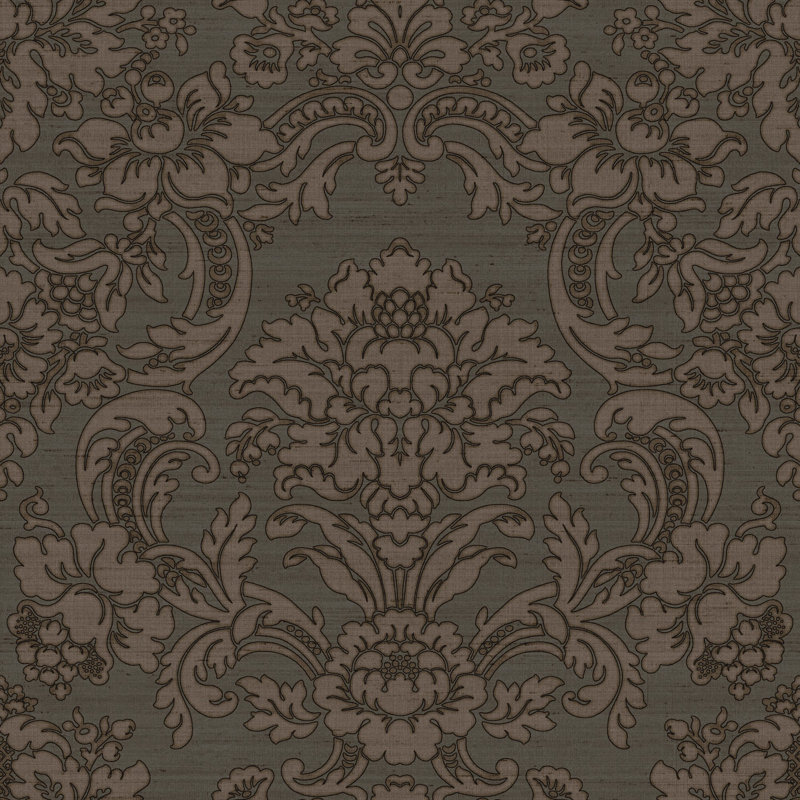 Italian Silks and Damasks 10.05m x 53cm Textured Wallpaper Roll, Black