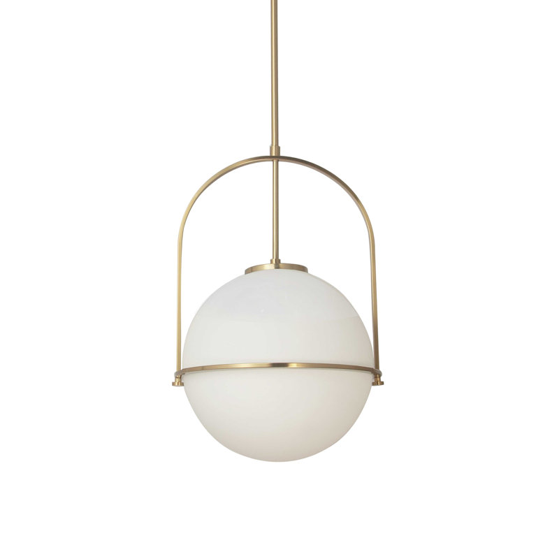 Luminaire suspendu incandescent 1 lumière Paola, H 17 po x l 11,5 po x P 11,5 po, Laiton vieilli