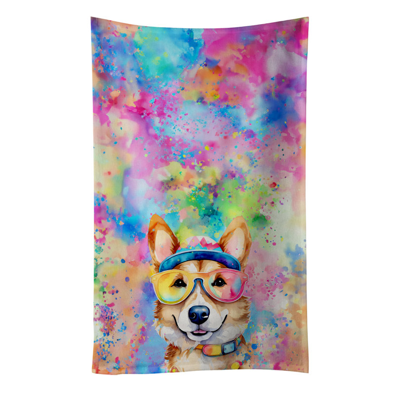 Corgi Hippie Dawg Kitchen Towel