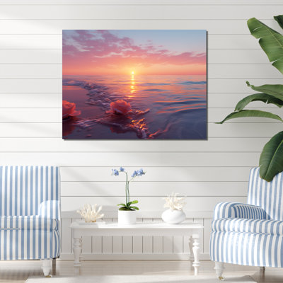 «Beach Cotton Candy Sunset Skies I» - art mural coucher de soleil côtier