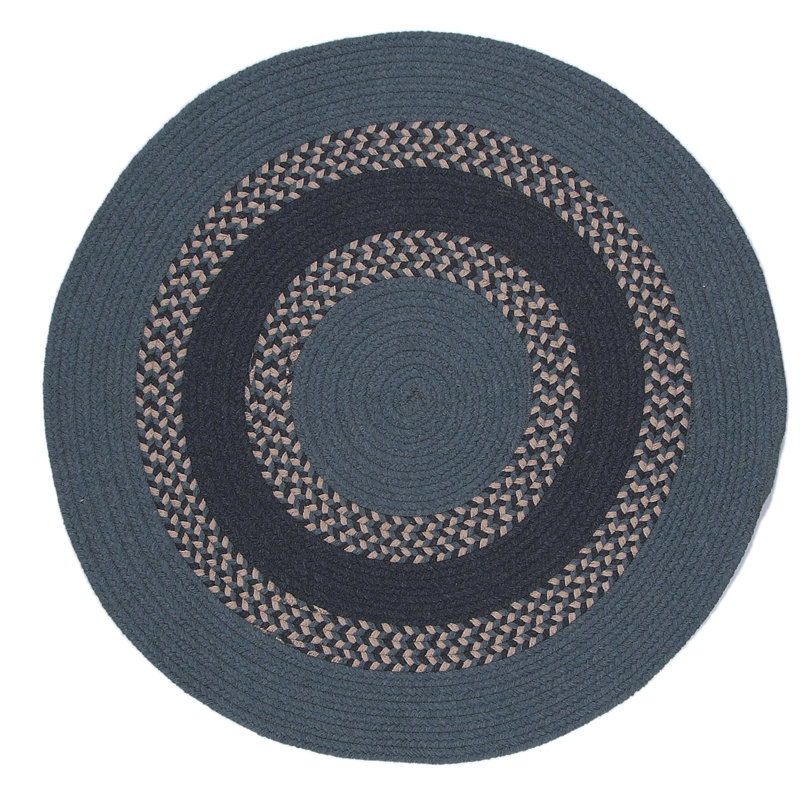 Tapis réversible en mélange de laine Garvey - bleu, Rond 4 pi