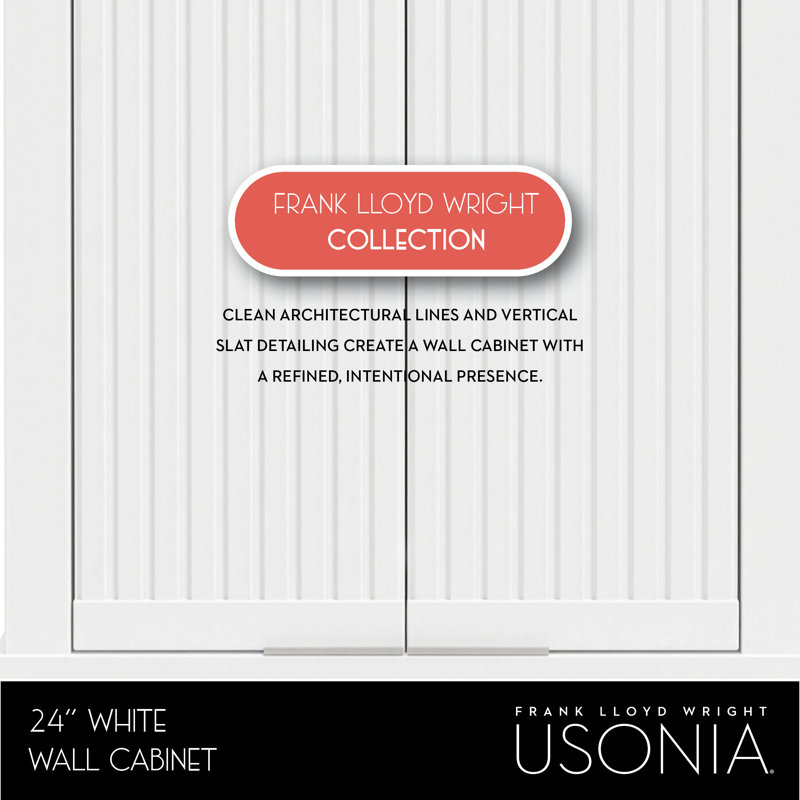 Through Lines Wall Mounted Bathroom Wall Cabinet, White