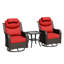 Ensemble de conversation d'extérieur en rotin pour 2 personnes avec table d'appoint, coussins de cou et lombaires Adcox-1155925935