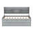 Grey Twin-Size Wooden Captain Bed With Internal Bookshelves, 3 Drawer Storage & Trundle Twin In Gray Built-In Bookcases, Drawers And Included-1697283713-1697283718