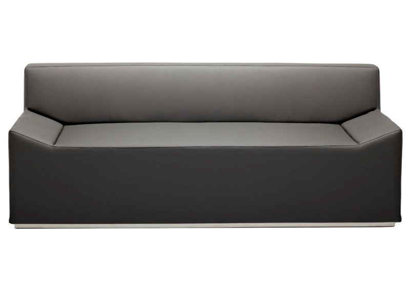 Couchoid Leather Sofa, Slate Genuine Leather, 28" H x 75" W x 34" D