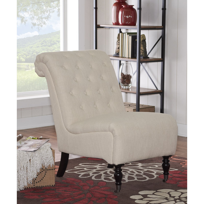 Newsom Upholstered Slipper Chair, Burnished Bronze Linen Blend