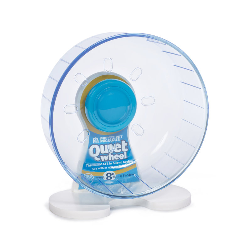 Quiet Wheel for Small Animals, Blue/Yellow, Medium (9" H x 4.625" W x 8" D)