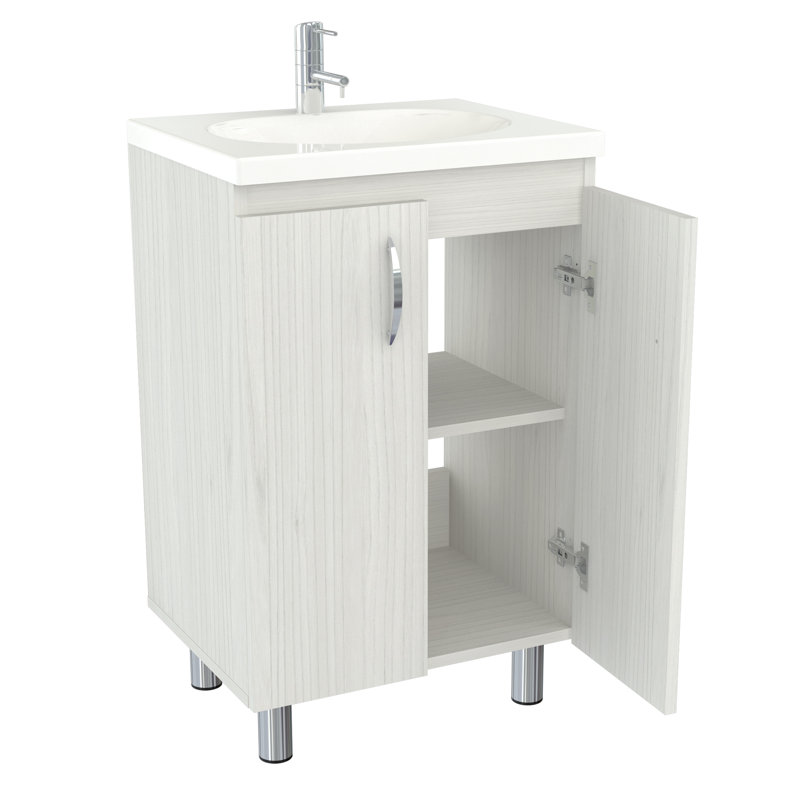 Kaoru 18.03'' Single Bathroom Vanity with Plastic Top, White