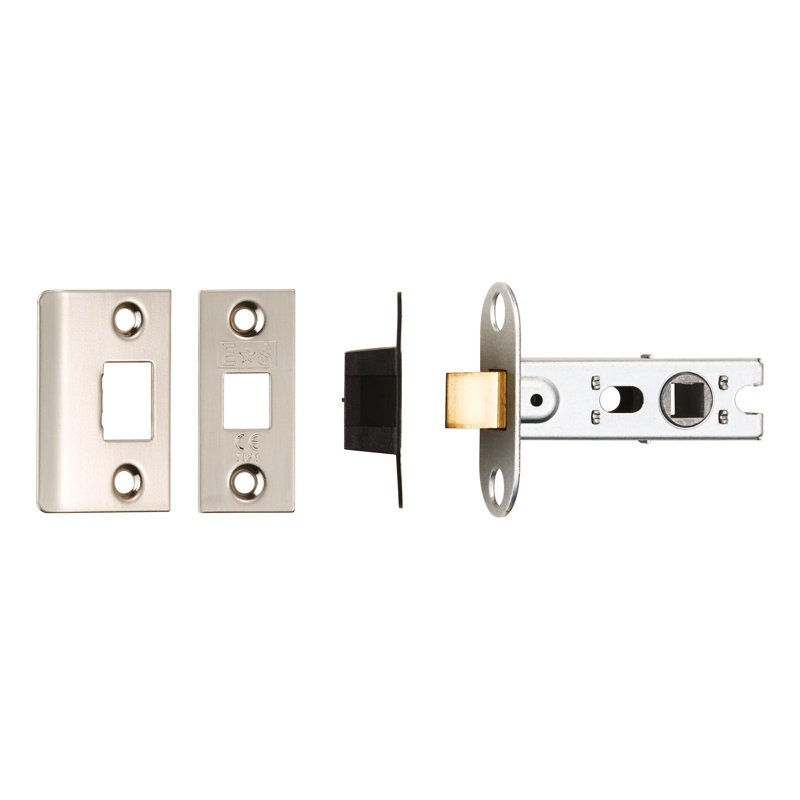Lorie Tubular Mortice Latch, Satin Brass, 2.5" H x 6.5" W x 2" D