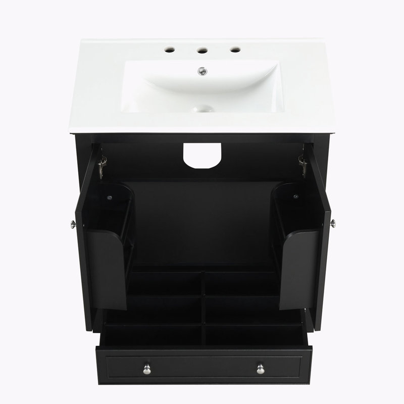 Meuble-lavabo avec lavabo pour la salle de bain, Noir