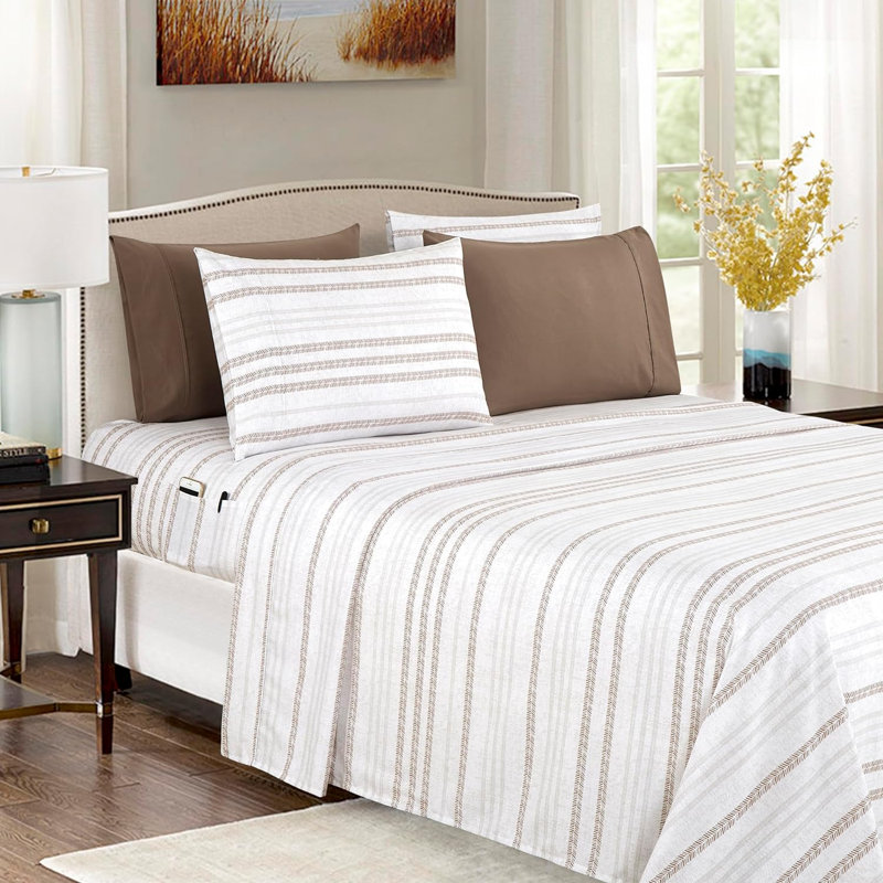 Ensemble de 6 valises pour chambre d'amis, Ensemble de draps pour lit double + un drap-housse, Beige