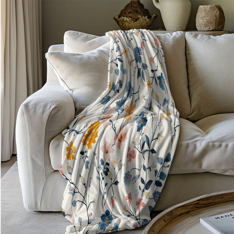 Floral Floral - 1 pièce Sherpa Premium, Lit simple