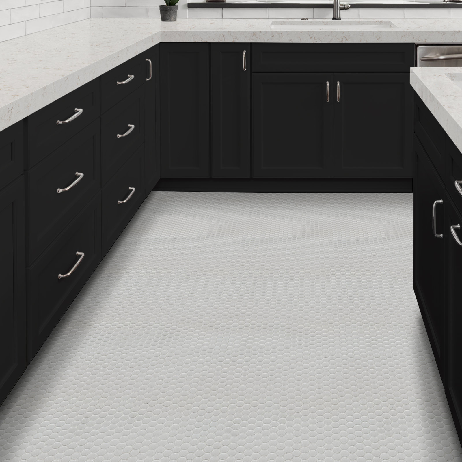 12" x 13" Porcelain Mosaic Tile, Matte Silica White