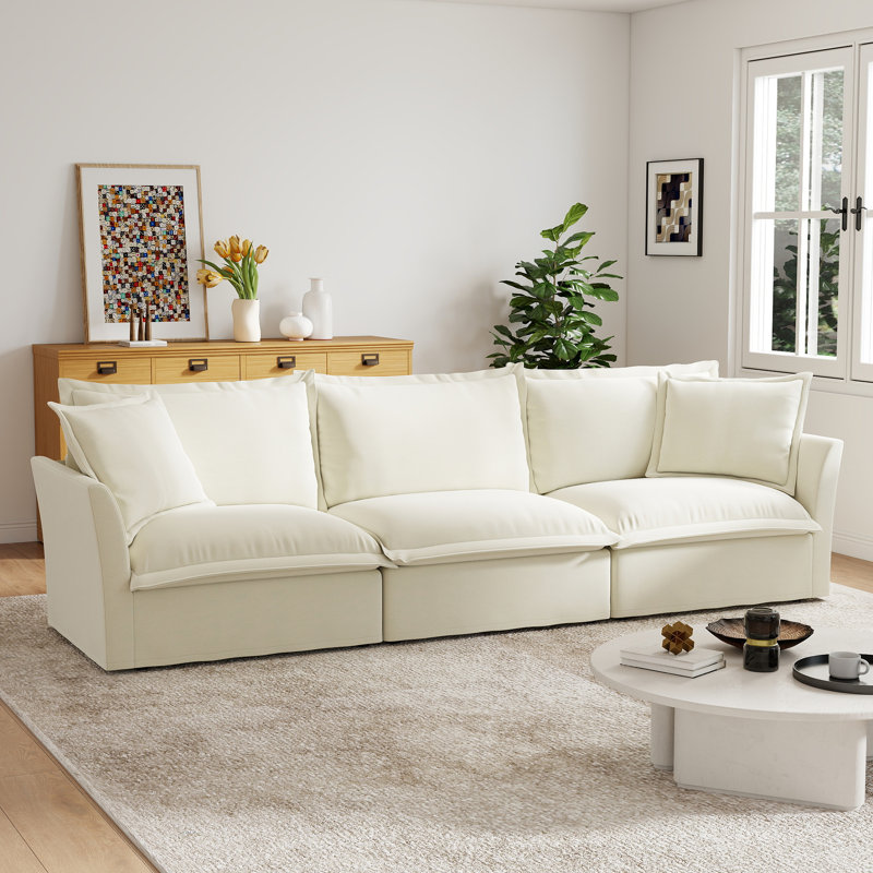 Canapé en chenille 120 po, Crème, crème